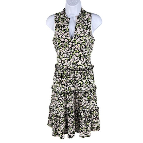 Tommy Hilfiger Womens 8 Ruffle Tiered Daisy Floral Sleeveless Dress Cottagecore - Picture 1 of 16